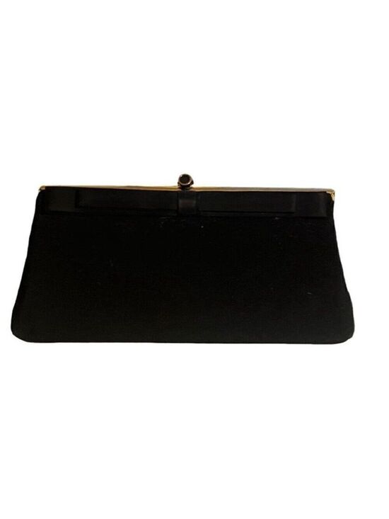 No Brand Handbags - HL USA formal evening event black tie clutch hold chain black bow